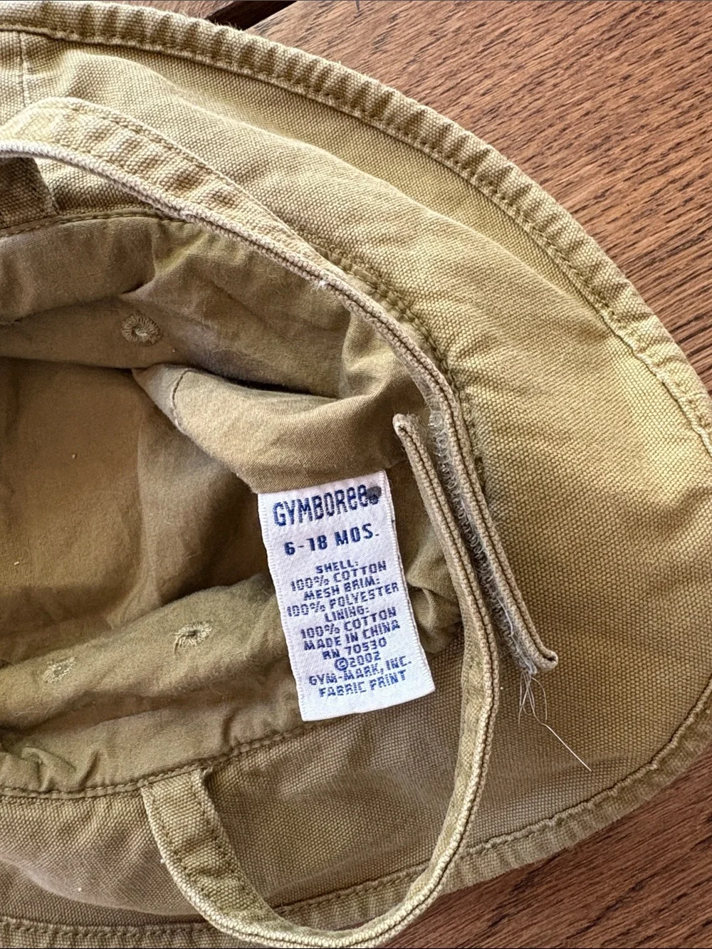 Vintage Gymboree 6-18m 100% cotton Olive Green Bucket Sun Hat